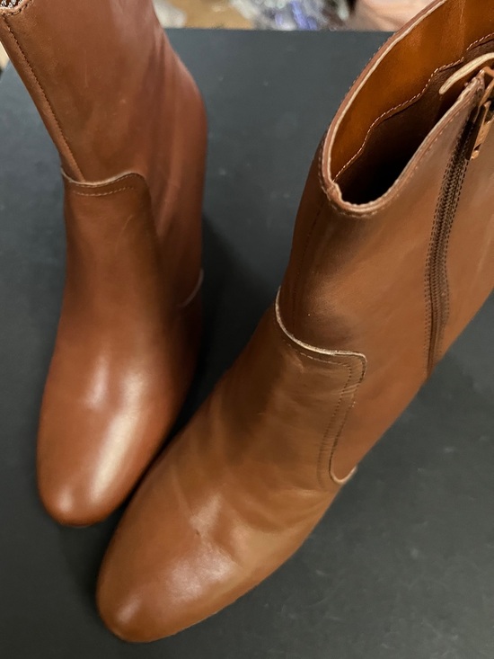 Shoes - Sleek Tan Leather Mid-Calf Heeled Boots